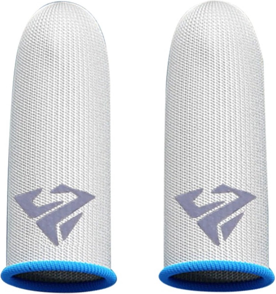 2 Stuks Vingertop Beschermers voor Gamen – Nylon Vinger Covers Gaming – Wit Blauw – Set van 2 vingertop beschermers – Nylon vinger covers – Wit en blauw – gamen – Ademende en comfortabele bescherming