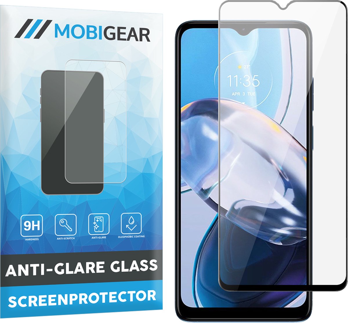 Mobigear Screenprotector geschikt voor Motorola Moto E22 Glazen | Mobigear Premium Screenprotector - Case Friendly - Zwart