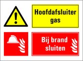 Hoofdafsluiter gas afsluiten bij brand bord 800 x 600 mm - dibond met boorgaten