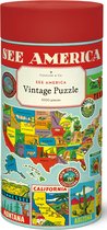 Vintage Puzzel USA - Cavallini & Co - Legpuzzel See America - Puzzel 1000 stukjes