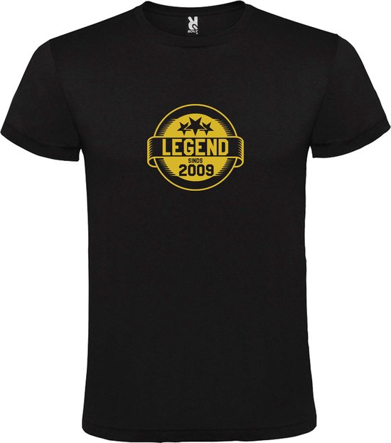 Zwart T-Shirt met “Legend sinds 2009 “ Afbeelding Goud Size XXXL