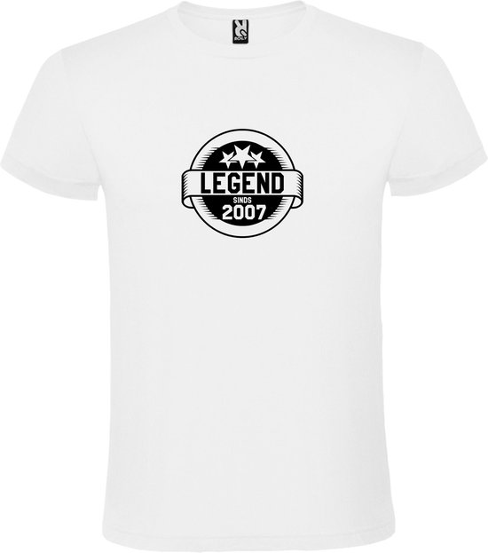 Wit T-Shirt met “Legend sinds 2007 “ Afbeelding Zwart Size XXXL