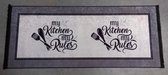 vloerkleed - keukenmat - keukenloper - zwart - grijs - my kitchen my rules - 80 x 200 cm