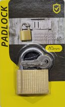 Hangslot 40 mm met 3 sleutels PADLOCK- slotje voor tuindeur, hangslot, slotje voor brug, slot - hardened steel - Chrome plated - Brass cylinder core