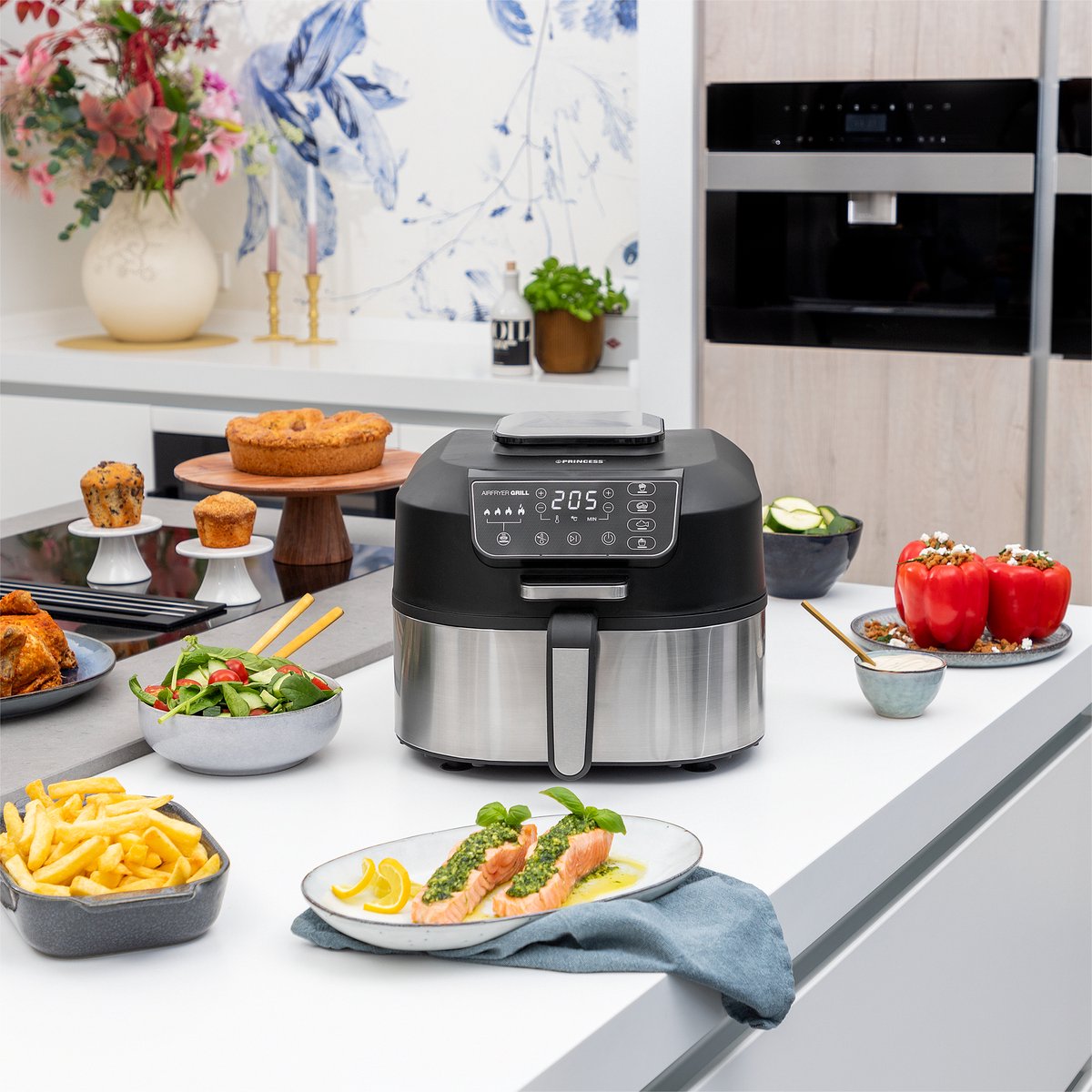 Princess Airfryer Grill XXL 182092 - 2 in 1 Grill en Heteluchtfriteuse - Temperatuurmeter - Groot 5.6 liter - 265 graden - 4 voorgeprogrammeerde programma's - RVS/Zwart thumbnail 8
