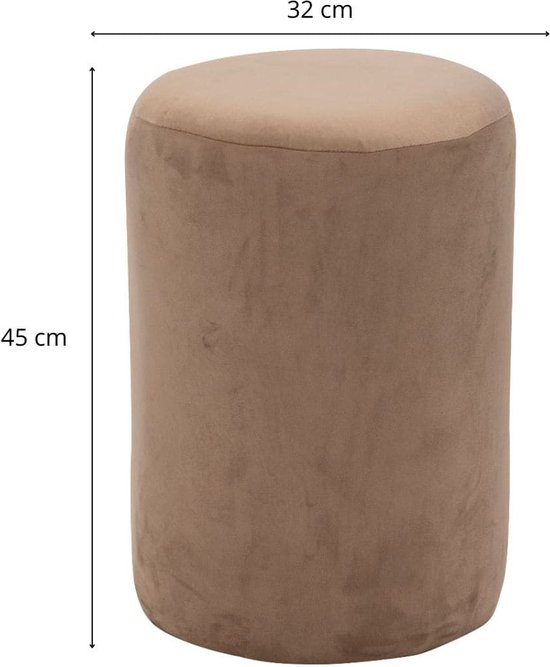 Pouf Velours Kira Moka Rond Reposepieds Canapé Moderne et Luxe