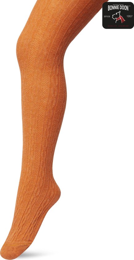 Bonnie Doon Bio Kabel Maillot Meisjes Oranje maat 116/134 S - Ingebreid Kabel patroon - Biologisch Katoen - Uitstekend draagcomfort - Classic Cable Tights - OEKO-TEX - Gladde Naden - Klassiek - Oranje/Bruin - Sudan Brown - BP213901.29