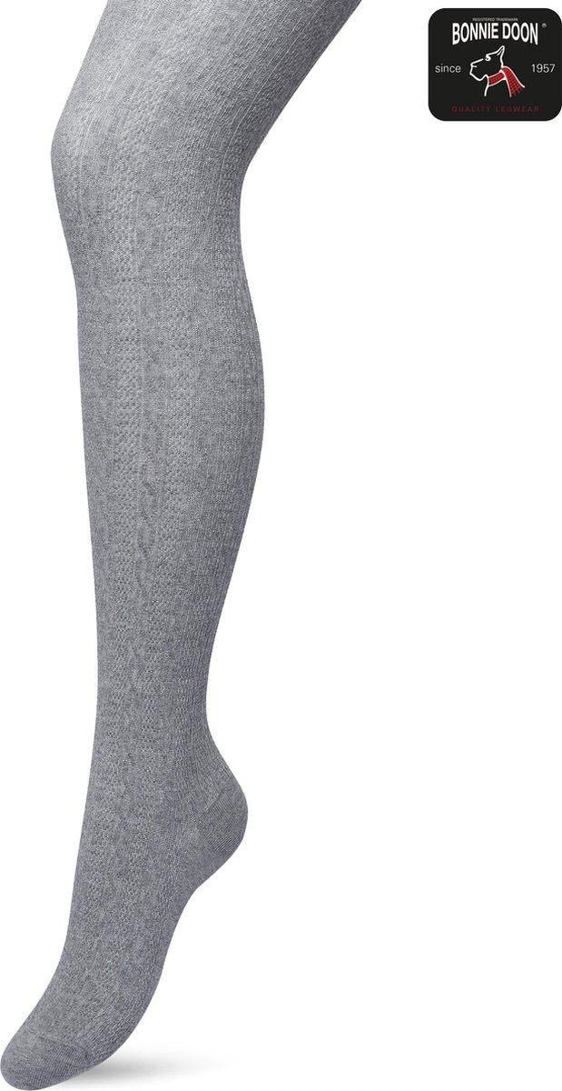 Bonnie Doon Bio Kabel Maillot Meisjes Grijs maat 116/134 S - Ingebreid Kabel patroon - Biologisch Katoen - Uitstekend draagcomfort - Classic Cable Tights - OEKO-TEX - Gladde Naden - Klassiek - Gemeleerd - Medium Grey Heather - BP213901.112