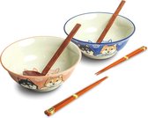 Luxe - Ramenbowlset - Shiba - 2 Persoons - Ramen bowl set - 6 Delig - Ø22 cm H9 cm - Ramen - Ramen bowl - Noodles - Noodles ramen - Noodle kom - Sushi stokjes - Houten Lepel - Chopsticks - Eetstokjes - Soeplepel - Kom - Schaal - Sushi servies