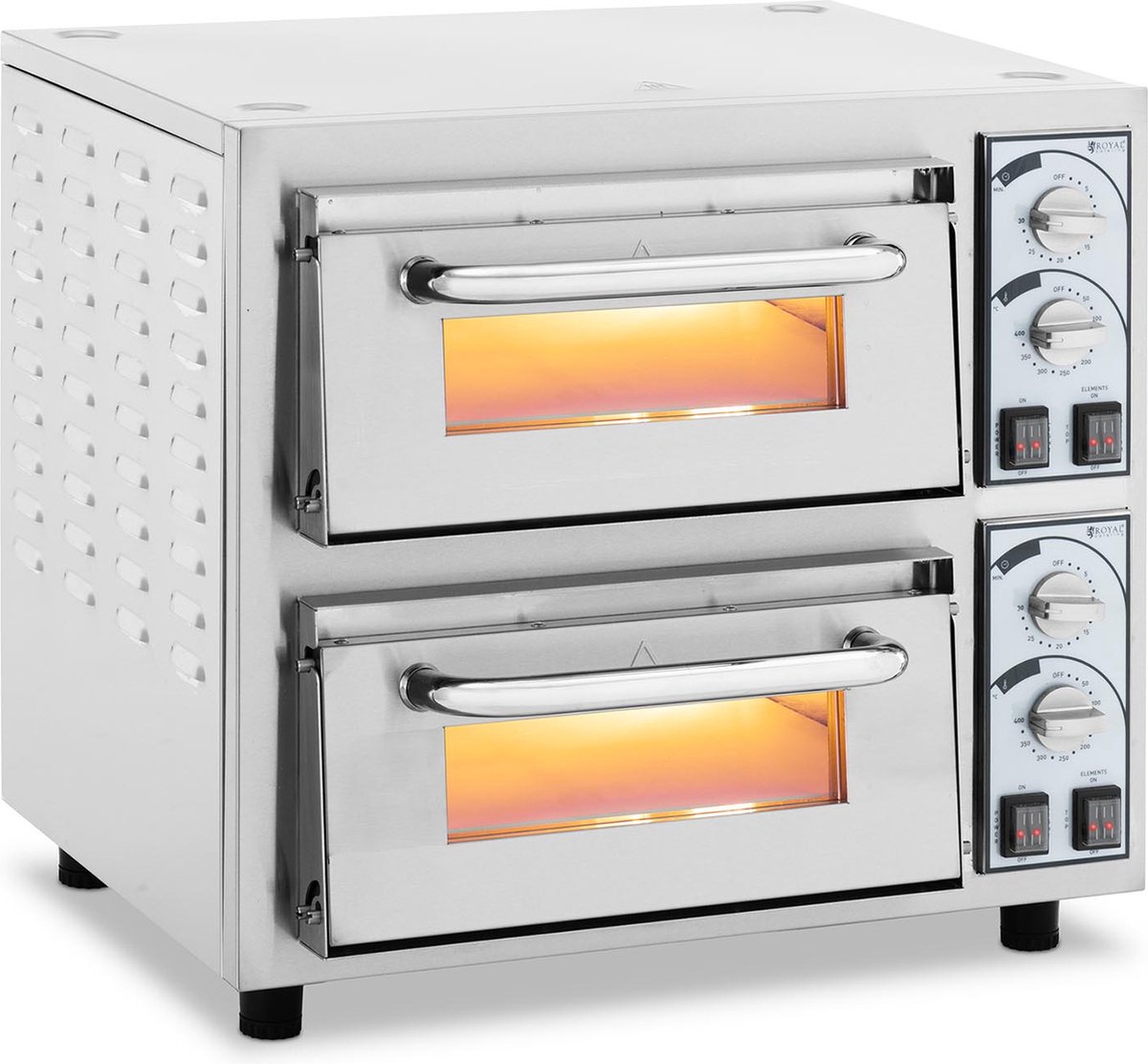 Bol.com pizzaoven - 2 kamers - 4400 W - Ø 35 cm - vuurvaste steen - Royal Catering aanbieding