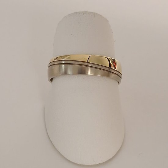 Trouwring - heren - Aller Spanninga - 150-6 - geel/witgoud - 14 karaat - sale Juwelier Verlinden St. Hubert – van €1133,= voor €794,=