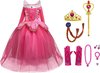 prinsessenjurk lange mouw - kroon - toverstaf - handschoenen - juwelen