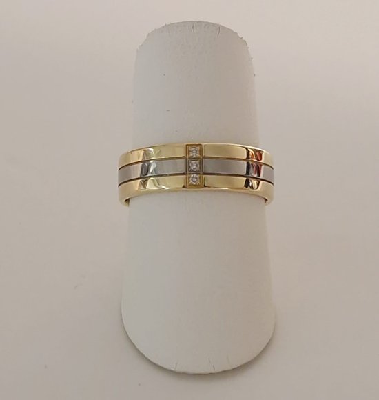 Trouwring - dames - diamant - Aller Spanninga - 126-6 - geel/witgoud - 14 karaat - sale Juwelier Verlinden St. Hubert - van €1243,= voor €808,=