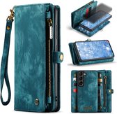 Caseme - Geschikt voor Samsung Galaxy S23 - Vintage 2 in 1 portemonnee hoes - Blauw