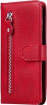 OnePlus Nord 2 Book Case Cover with Zipper - Similicuir - Porte-cartes - Portefeuille - OnePlus Nord 2 - Rouge