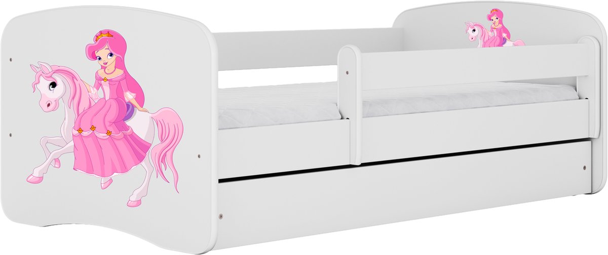 Kocot Kids - Bed babydreams wit prinses op paard zonder lade zonder matras 180/80 - Kinderbed - Wit
