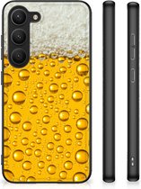 Silicone Back Cover Geschikt voor Samsung Galaxy S23 Telefoonhoesje met Zwarte rand Bier