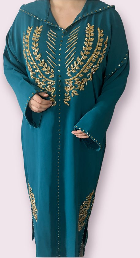 Caftan Original - Dames jurk - Jellaba Turquoise - Maat L/XL