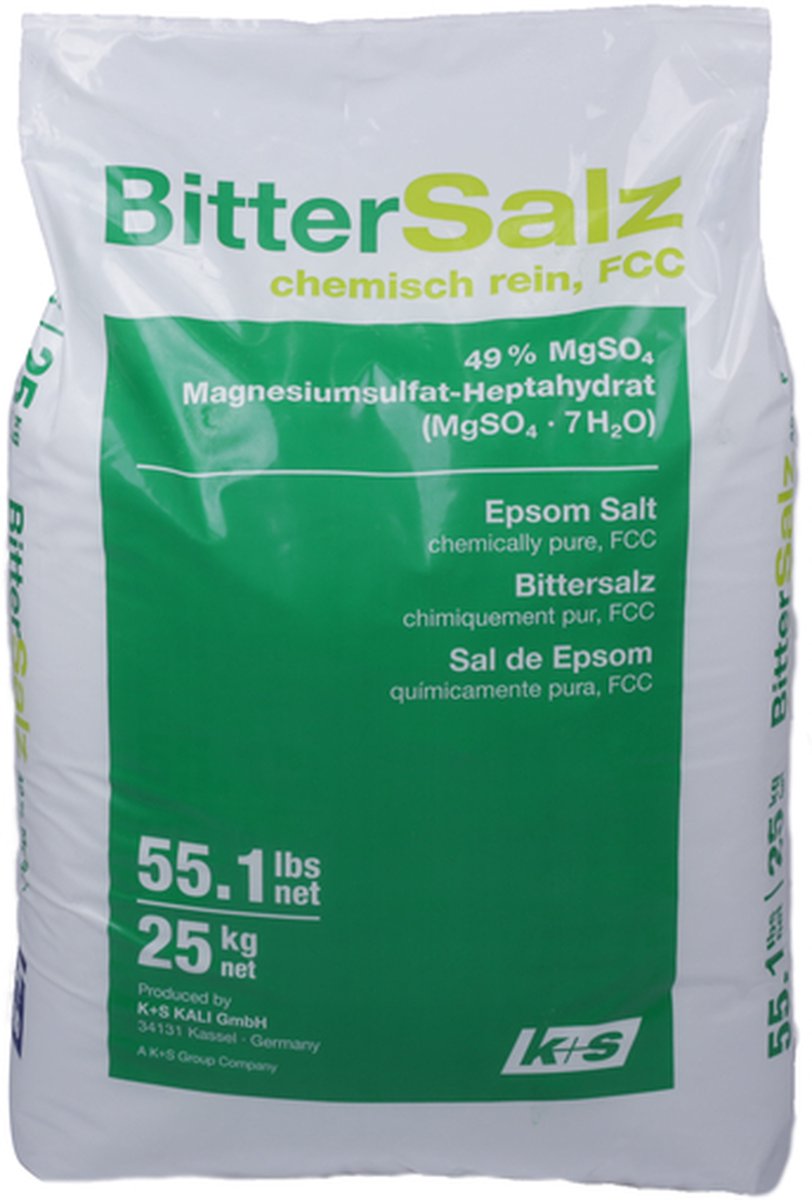 Magnesiumsulfaat poeder – Epsom Zout – Epsom Salt – Badzout – Bitter Zout – 25 Kilogram per verpakking Foodgrade kwaliteit