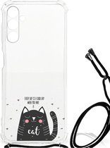 Telefoonhoesje Geschikt voor Samsung Galaxy A13 5G | A04s Silicone Case met transparante rand Cat Good Day