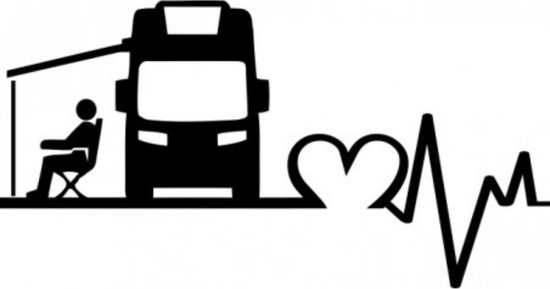 camping-car autocollant battement de coeur amour camping amoureusement 20x5 noir