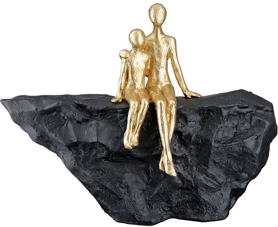 Sculptuur - moederliefde - polyresin - 6x24x17 cm - zwart goud