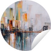Tuincirkel Olieverf - Schilderij - Skyline - Abstract - 60x60 cm - Ronde Tuinposter - Buiten