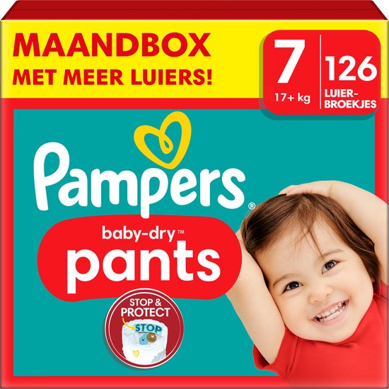 Pampers Baby-Dry Pants - Maat 7 (17kg+) - 126 Luierbroekjes - Maandbox