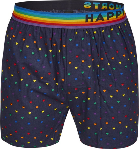 Happy Shorts Wijde Boxershort Hartjes Pride + Rainbow Waistband - Losse boxershort - Maat XL