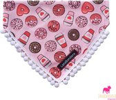 LanaBandana Dogwear | Valentijn | Hondenbandana | Slide over bandana | Love is... Coffee and Donuts maat S