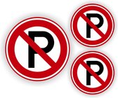 Sticker verboden te parkeren sticker set van 3 stuks