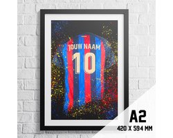 Barcelona Voetbal Poster - Gepersonaliseerd met jouw naam - Voetbal Shirt Poster - A2+ Formaat 43,2 x 61 cm - Een uniek voetbal cadeau