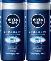 Bol.com NIVEA MEN Cool Kick Douchegel - 2 x 250 ml - Voordeelverpakking aanbieding