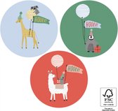 12 x Autocollants Anniversaire Enfants - Stickers Fermeture - Sticker Friandise - Etiquette de Souhait - 5,5 cm - Lama- Girafe - Pingouin - House Of Products