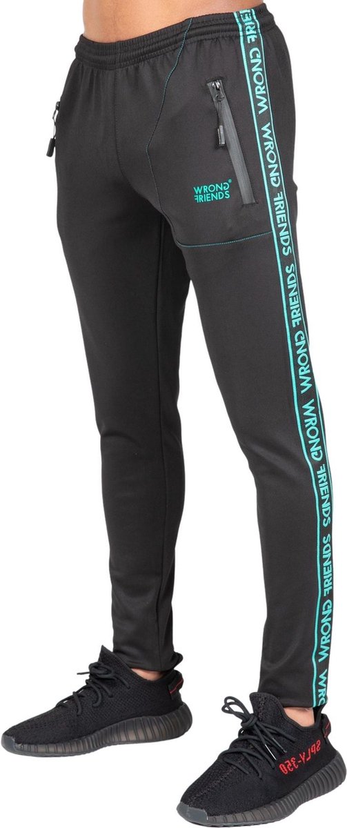 WRONG FRIENDS - LYON TRACK PANTS - BLACK/TURQUOISE - XX-LARGE
