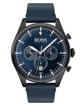Hugo Boss Pioneer 1513711 Horloge - Leer - Blauw - Ø 44 mm