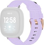By Qubix geschikt voor Fitbit Versa 3 - Fitbit Versa 4 - Fitbit Sense 1 - Fitbit Sense 2 Canvas nylon bandje - Lila Smartwatchbandje bandje Armband Polsband Strap Band Watchband