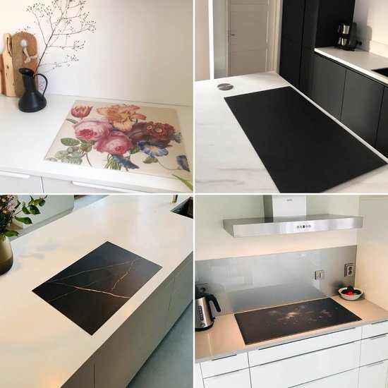 Protection induction 90x52 - plaque de recouvrement tapis induction - Dietrix Protection plaque de cuisson - DELUXE - Automne - Gourdes sur noir