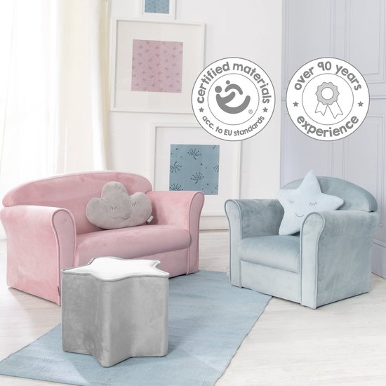 Roba Banc Enfant Lil Canapé Junior 38 X 78 X 43 Cm Velours Rose