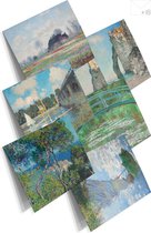 Wenskaarten set Claude Monet - Voordeelset: 18 dubbele kaarten met enveloppen - blanco wenskaarten zonder tekst