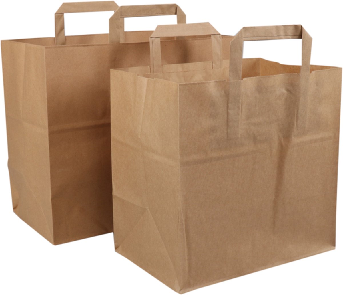 Tas Paper Tas - Papier - platte papieren handgreep - 26x 17x26cm - snacktas ...