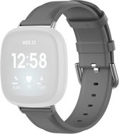By Qubix geschikt voor Fitbit Versa 3 - Fitbit Versa 4 - Fitbit Sense 1 - Fitbit Sense 2 leren bandje - Donkergrijs Smartwatchbandje bandje Armband Polsband Strap Band Watchband