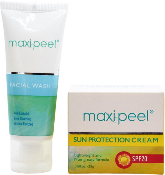 MaxiPeel Face wash en sun protection cream