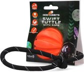 Dog Comets Ball Swift Tuttle met touw hondenspeeltje – Ø6 cm - Duurzaam honden speelgoed – Natuurlijk rubber – Oranje