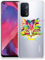 Mobiel Case OPPO A74 5G | A54 5G GSM Hoesje Doorzichtig Cat Color
