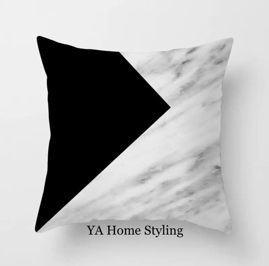 YA Home Styling - Sierkussen 45x45 cm - Zwart Wit Geometrisch Marmer