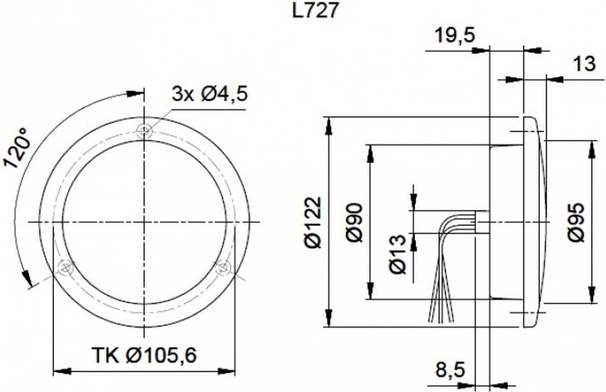 Jokon Remlicht/Achterlicht LED 727 Rond Wit