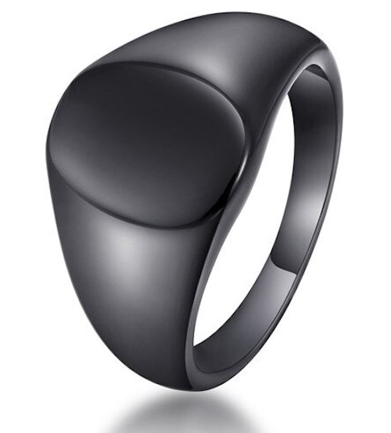 Zegelring Ovaal - Zwart - 18 - 20mm - Ringen Mannen - Zegelring Dames - Ring Heren - Ringen Vrouwen - Cadeau voor Man
