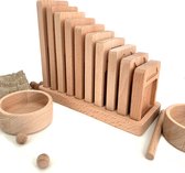 Montessori tel borden met 100 houten ballen en 2 kopjes| houten 1-10 number plate| wooden number tracing boards