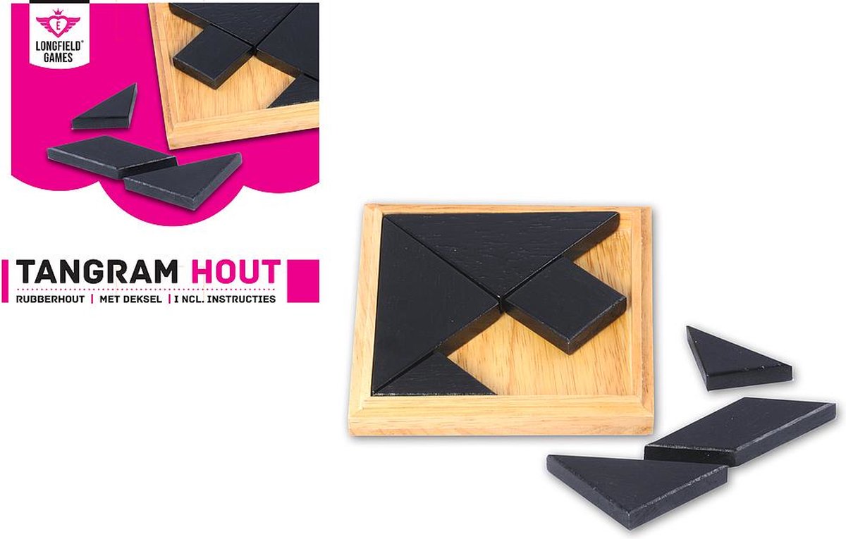 Tangram - Blank Hout - Rubberhout - Inclusief Voorbeelden en Oplossingen - Doosje - 13 x 13 cm - Engelhart — afbeelding 8
